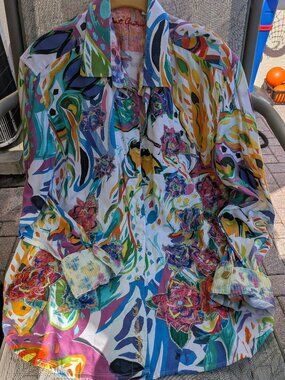 Robert Graham Limited Edition Water Color Embroidered Long Sleeve Size XL